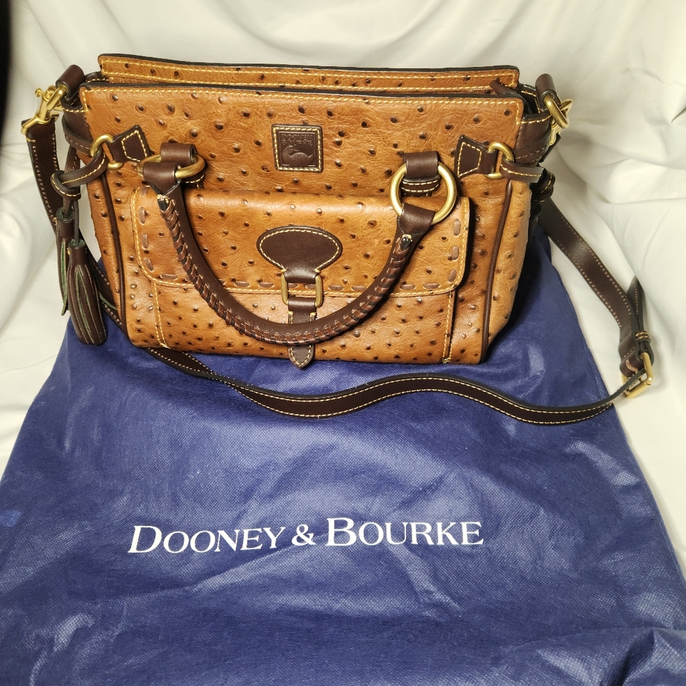 Vintage DOONEY & BOURKESATCHEL IN OSTRICH-EMBOSSED LEATHER Style #: BOSTR1980